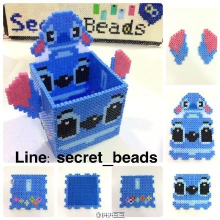 stitch Hama Beads 3d, Stitch Box, Hamma Beads Ideas, Easy Perler Bead Patterns, Perler Creations, Pearl Beads Pattern, Easy Perler Beads Ideas, 3d Perler Bead, Art Perle