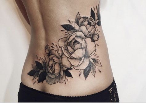 Flower Lower Back Tattoo Cover Up, Large Back Tattoos For Women Flowers, Ladies Lower Back Tattoos, Peony Tattoo Lower Back, Lower Back Scar Tattoo, Peony Stomach Tattoo, Low Back Tattoo Cover Up, Lower Back Tattoo Designs Cover Up, Trampstamp Tattoo Cover Up