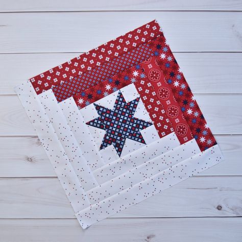 Picadilly – Star Spangled Quilt Ft. – Riley Blake Designs Military Quilts, Qov Quilts, Patriotic Patterns, American Flag Quilt, Liberty Quilt, Girl Quilts, Log Cabin Quilt Pattern, Log Cabin Quilt Blocks, Flag Quilt