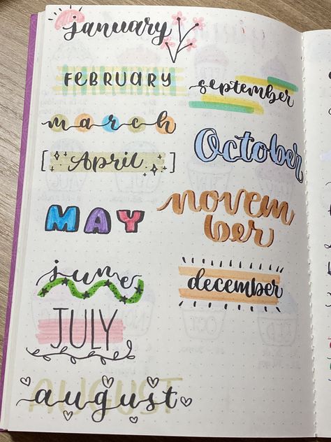 Creative Fonts Handwriting, Planner Font Ideas, Decorating Letters Handwriting, Different Hand Writing Fonts, Handwriting Journal Ideas, Months Calligraphy Fonts, Cute Ways To Write September, Months In Different Fonts, Fonts Writing Handwriting