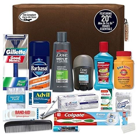 CONVENIENCE KITS Men’s Premium Necessities Travel Kit, TSA Approved, Essential Travel Size Toiletries, Travel Kit for Men, Travel Toiletry, Gifts for Men, Father's Day Gift, 20-Piece Travel Kit Crest Toothpaste, Travel Accessories For Men, Gym Kit, Travel Bag Essentials, Dove Men Care, Travel Size Toiletries, Travel Essentials Men, Travel Necessities, Dove Men