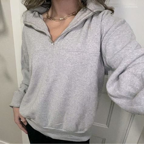 Oversized Grey Half Zip Sweater Zip Up Sweater Outfit Aesthetic, Gray Half Zip Sweater Outfit, Grey Half Zip Sweater Outfit, Grey Half Zip Pullover Outfit, Grey Zip Up, Half Zip Up Sweater Outfit, Grey Quarter Zip Outfit, Brandy Zip Up Hoodie, Zipper Sweater Outfit