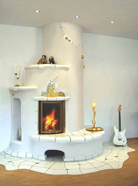 Clay heaters and fireplaces for fairytales houses Adobe Fireplace, Dream Fireplace, Cob Building, Cute Apartment, Tiny House Kitchen, Corner Fireplace, Barn Decor, Glam Room, Cob House