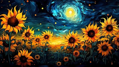 Van Gogh Sunflowers Wallpaper Laptop, Sunflower Pc Wallpaper, Laptop Wallpaper Sunflower, Sunflower Desktop Wallpaper, Cartoon Sunflower, Vintage Desktop Wallpapers, Sunflower Illustration, Sunflower Images, Sunflowers Background