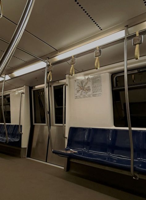 Empty Subway blue seats dark lights Empty Train Station, Subway Seats, Dark Subway, History Collage, Mind Aesthetic, Miscellaneous Aesthetic, Ap Art Portfolio, Aesthetic Reference, Train Drawing