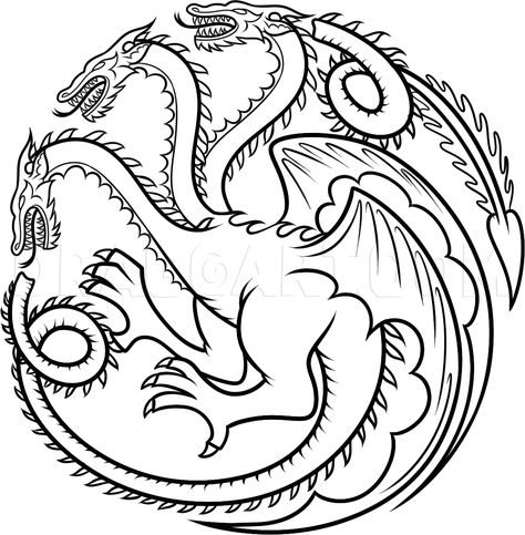 How To Draw House Targaryen, House Targaryen Dragon, Step by Step, Drawing Guide, by Dawn | dragoart.com Daenerys Tattoo, House Targaryen Sigil, Game Of Thrones Drawings, Targaryen Sigil, Dessin Game Of Thrones, Targaryen House, Targaryen Tattoo, Compass Art, Chinese Dragon Tattoos