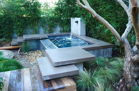 40+ Outstanding Hot Tub Ideas To Create A Backyard Oasis Kleiner Pool Design, Backyard Spa, Moderne Pools, Spa Oasis, Relaxing Backyard, Plunge Pools, Small Swimming Pools, Hot Tub Backyard, Mini Pool