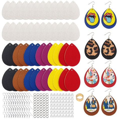 PRICES MAY VARY. 🎁【Sublimation Earrings Kit】24pcs sublimation blank teardrop glitter leather earrings💧24pcs teardrop lychee leather earrings💧48pcs earring hooks💧 48pcs jump rings💧48pcs earring backs💧1 sublimation paper with pattern 💧1 jump ring opener 💕【Giveaway】1 sublimation paper of random pattern.You can experience the sublimation effect immediately 🖨️【Great for Sublimation】① print patterns you like by thermal transfer printers.② sublimate on glitter with a heat press, temperature:20 Halloween Jewelry Diy, Sublimation Earrings, Earring Kit, Art & Craft Kit, Jewelry Making Kits, Random Pattern, Faux Leather Earrings, Sublimation Blanks, Theme Halloween