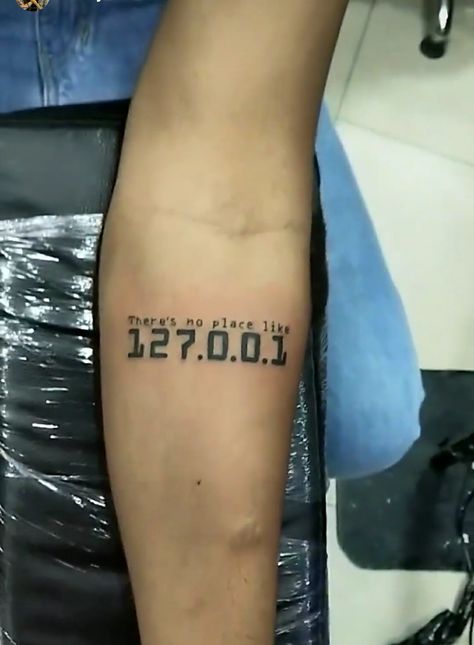 There's no place like 127.0.0.1 or localhost which can be considered as home on a network. This translates to "There's no place like home" There Is No Place Like 127.0.0.1, Cybersecurity Tattoo, Cpu Tattoo, Coding Tattoo, Programming Tattoo Ideas, Programming Tattoo, Programmer Tattoo, Hacker Tattoo, Computer Tattoo