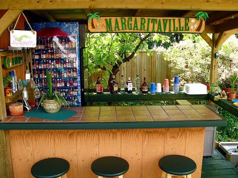 Margaritaville Back Yard Bar by Digital Agent, via Flickr Margaritaville Backyard, Margaritaville Bar, Margaritaville Decor, Key West Decor, Bar Basement Ideas, Nerd Room, Remodel Basement, Porch Bar, Tropical Backyard