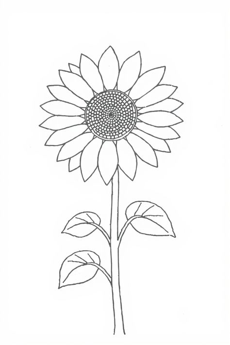 Check Out This Simple Sunflower Line Drawing & 12+ Other Sunflower Drawing Ideas! #drawingideas #drawing How To Draw A Sunflower, Sunflower Drawing Ideas, Easy Sunflower Drawing, Sunflower Drawing Simple, Sunflower Line Drawing, Raindrop Drawing, Line Drawing Simple, Sunflower Sketches, Simple Sunflower