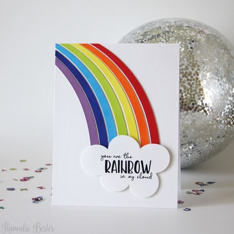 Clean and simple rainbow card Happy Birthday Flower Cake, Fusion Card, Rainbow Cupcake, Silhouette Cameo Crafts, Silhouette Cards, Diy Crafts For Girls, Rainbow Card, Baby Themes, Your Gorgeous