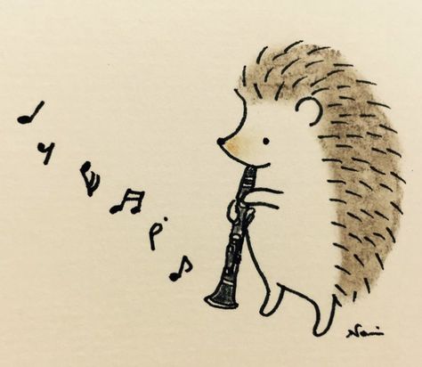 Playing The Violin, A Hedgehog, The Violin, A Drawing, Music Notes, Violin, Musical, Music