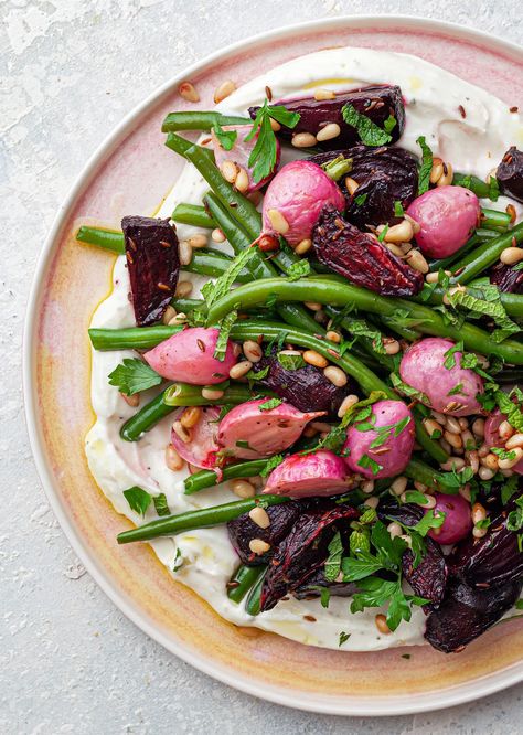 Whipped Feta, Beet Greens, Simple Dinner, Beets, Tasty Dishes, Savoury Food, Easy Dinner, Green Beans, Feta