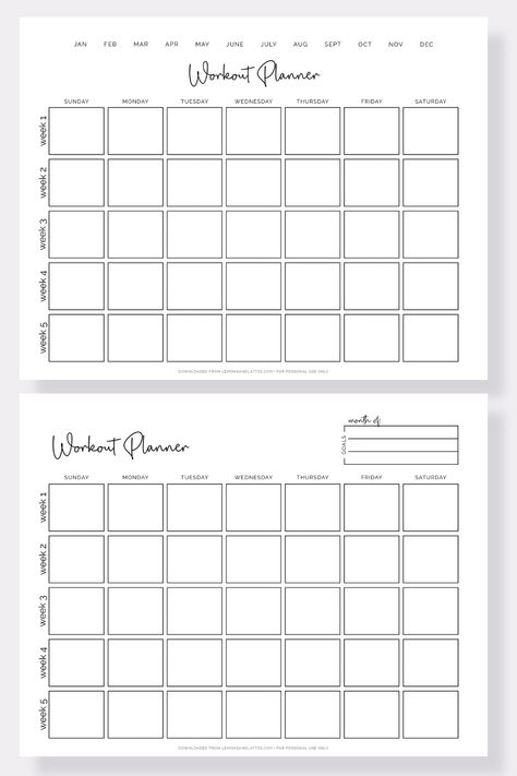 Stay motivated and organized on your fitness journey with our free printable monthly workout planners. Use these templates to plan your workouts, track your progress, and stay committed to your goals. Work Out Sheets Free Printable, Fitness Accountability Chart, 30 Day Workout Calendar Free Printable, Work Out Planner Template, Workout Schedule Printable Free, Weekly Workout Schedule Template, Blank Workout Calendar, Workout Template Planners, Excersise Planner Free Printable