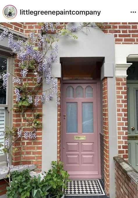 Blush Pink Paint, Pink Front Door, Pink Paint Colors, China Clay, Colour Colour, Pink Door, Little Greene Paint, Front Door Colors, Pink Paint