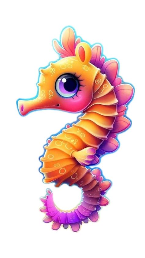 Cartoon Seahorse, Seahorse Cartoon, Ocean Clipart, Seahorse Tattoo, Octopus Tattoo Design, Children's Church Crafts, Baby Animal Drawings, Cupcake Toppers Printable, Mermaid Theme Birthday