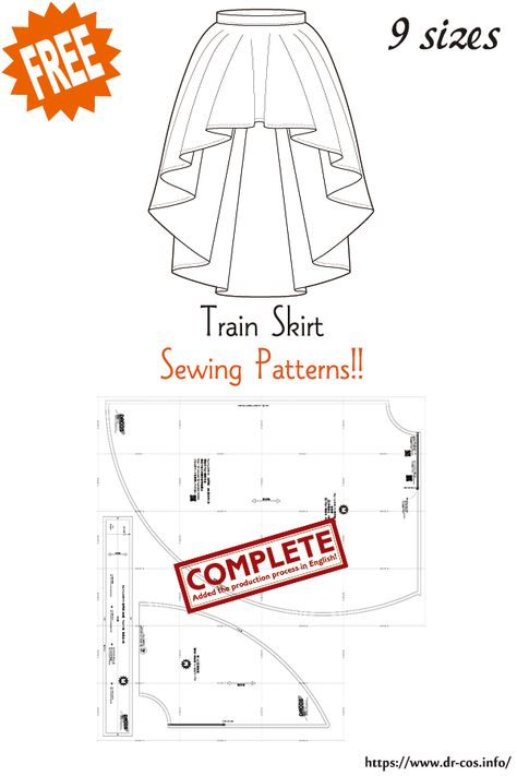 How To Sew A Pirate Skirt, Cute Skirt Sewing Pattern, Waist Mantle Sewing Pattern, Steampunk Patterns Sewing, High Low Skirt Pattern Free, Steampunk Skirt Pattern, Sew Mens Clothing, Ruffle Skirt Sewing Pattern, Train Skirt Pattern