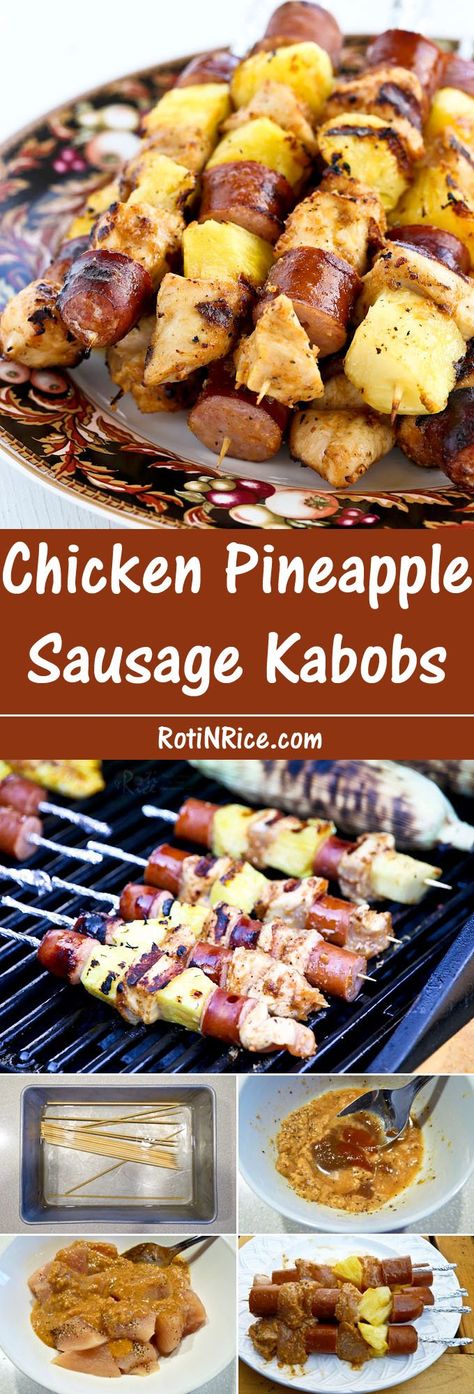 Pineapple Sausage, Kabobs On The Grill, Sausage Kabobs, Chicken Pineapple, Kabob Recipes, Tasty Chicken, Pineapple Chicken, Carne Asada, On The Grill