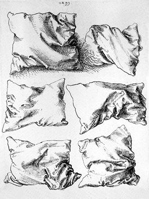 Albrecht Durer -- Pillows. Even great artists must practice. Výtvarné Reference, Albrecht Dürer, 흑백 그림, Albrecht Durer, Cross Hatching, Lukisan Cat Air, Arte Sketchbook, Ink Drawings, Charcoal Drawing