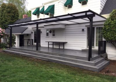 Wrap Around Stairs, Trex Composite Decking, Exterior Landscaping, Trex Deck, Patio Cover, Home Fix, Patio Roof, Composite Decking, Lush Garden