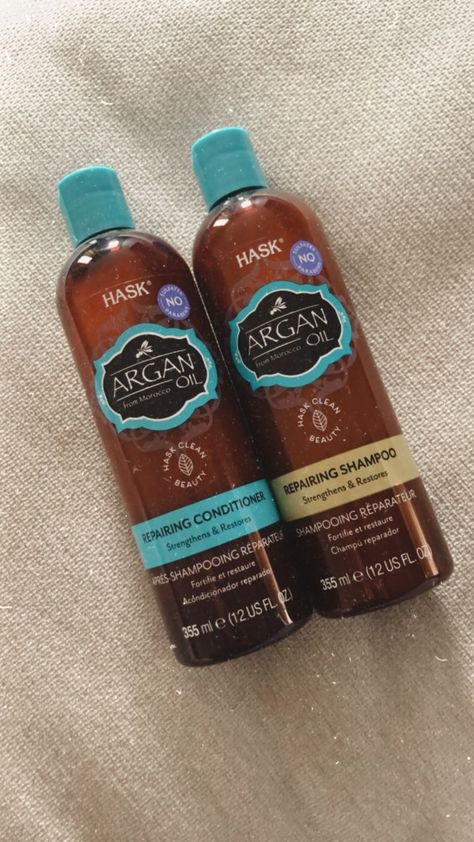 Hask hair repairing combo, argan oil shampoo, hair growth products, budget hair care Hask Shampoo And Conditioner, Shampoo And Conditioner For Hair Growth, Best Shampoo And Conditioner For Growth, Hask Hair Products, Hask Shampoo, Shampoo Aesthetic, Curly Hair Shampoo, Healthy Black Hair, Natural Shampoo And Conditioner