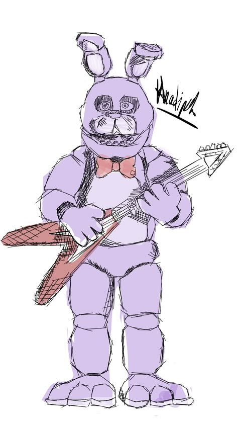 Bonnie Fnaf Drawing, Bonnie Fnaf Sketch, Bonnie Art Fnaf, Fnaf Bonnie Drawing, Bonnie Drawing Fnaf, Bonnie Fnaf Art, Bonnie Drawing, How To Draw Bonnie Fnaf, Fnaf Sketches