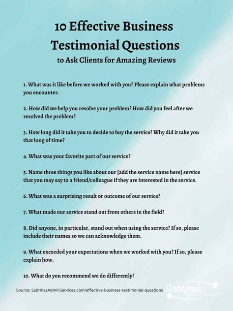 Asking For Reviews For Business, Questions For Entrepreneurs, Customer Service Skills List, Performance Review Questions, How To Ask Clients For Reviews, Client Discovery Call Questions, Client Testimonials Design Inspiration, Nurse Coach, Coaching Testimonials