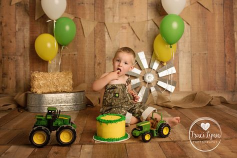 Tractor Cake Smash, Oh Deere I’m Half Way To A Year, Tractor First Birthday Cake, Tractor Smash Cake Boys, John Deere Smash Cake, Farm Smash Cake Boys, Tractor Smash Cake, John Deere First Birthday, John Deere Birthday Party Ideas