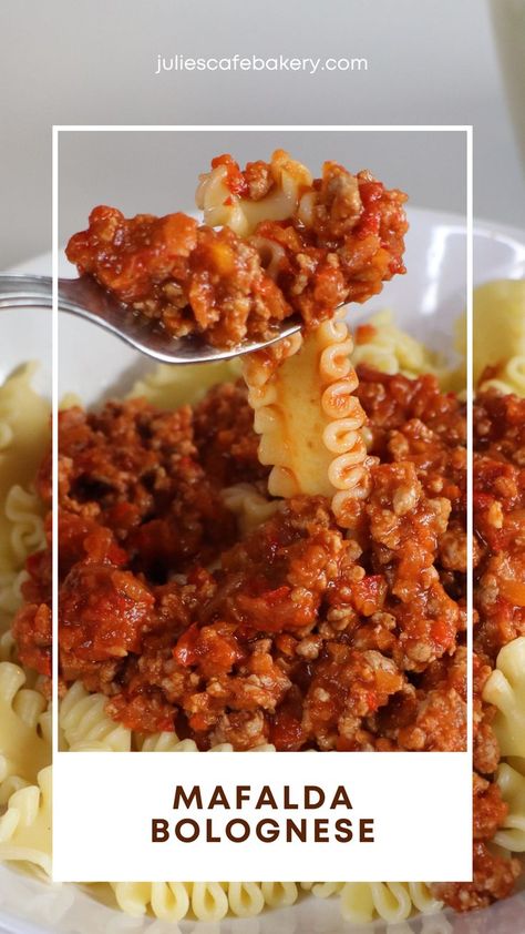 Mafalda Bolognese Recipe Easy Dinner Recipe Quick Dinner Recipe Mafalda Pasta Recipes, Mafaldine Pasta Recipes, Mafaldine Pasta, Mafalda Pasta, Sauce Ideas, Beef Pasta Recipes, Pastas Recipes, Italian Sauce, Bolognese Recipe