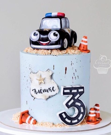 Police Birthday Cakes, Police Cakes, Cars Theme Cake, Police Birthday Party, Baby Boy Birthday Cake, 2nd Birthday Party For Boys, Cars Birthday Cake, Police Birthday, Baby First Birthday Cake