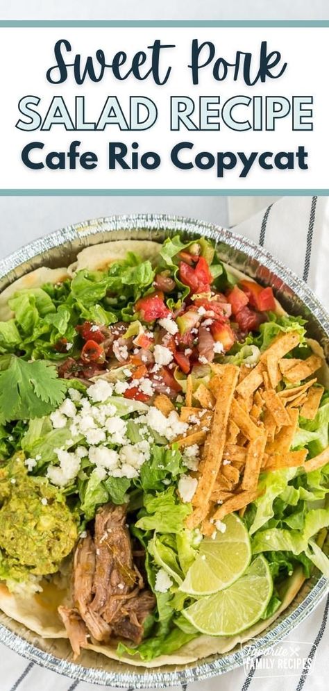 Cafe Rio Sweet Pork Salad, Sweet Pork Salad, Cafe Rio Recipes, Cafe Rio Pork, Cafe Rio Sweet Pork Recipe, Sweet Pork Recipe, Pork Salad Recipes, Healthy Cafe, Cafe Rio