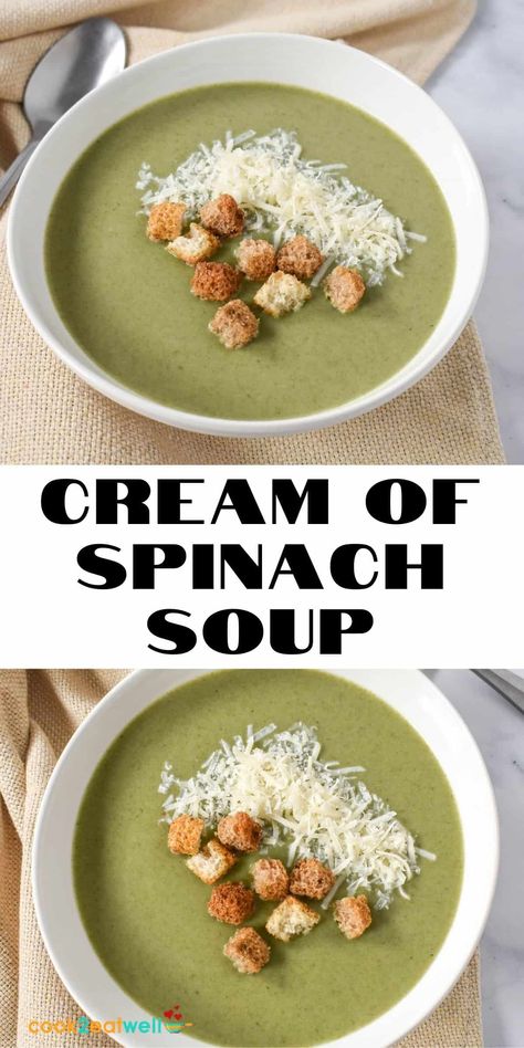 Starter Soup, Cream Of Spinach, Cream Of Spinach Soup, Spinach Healthy, Spinach Soup Recipe, Cream Of Asparagus Soup, Creamed Asparagus, Recipe Spinach, Broccoli Soup Recipes