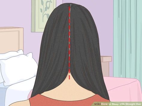 How to Sleep with Straight Hair: 14 Steps (with Pictures) How To Make Your Hair Straight Overnight, How To Make Your Hair Dry Straight, Hair Wrapping For Straight Hair, Heartless Straight Hair Overnight, Straight Hair Sleep Styles, Protective Hairstyles For Straight Hair Sleeping, Bedtime Hair Routine, Best Way To Sleep With Hair, Long Hair Sleeping Tips