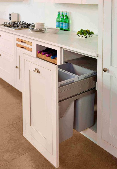 Integrated Bin Cupboards | Harvey Jones Kitchen Recycling, Kitchen Cabinet Organization Layout, Recycling Bins Kitchen, Kitchen Refurbishment, Utility Room Designs, Kitchen Bins, Peter Jones, Open Plan Kitchen Diner, Small Cottage Kitchen