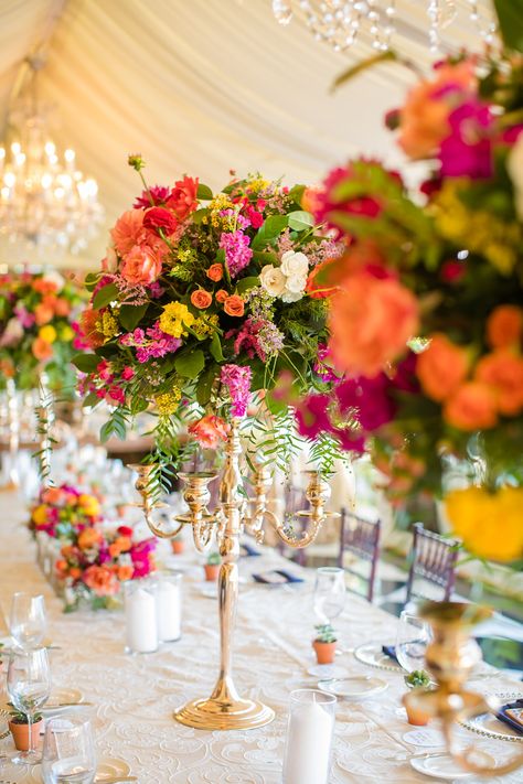 Colorful Bright Wedding, Gold And Colorful Wedding, Bright Floral Arrangements Wedding, Colorful Flower Backdrop, Colorful Flower Arrangements Wedding, Bright Wedding Centerpieces, Bright Floral Wedding Decor, Colorful Centerpieces Wedding, Wedding Centerpieces Colorful