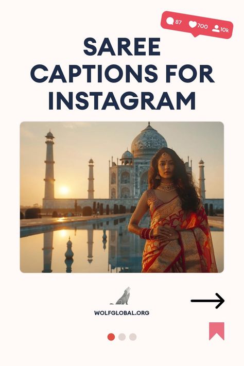 A woman in a saree stands before the Taj Mahal at sunrise; Instagram captions suggested.
A graphic with catchy phrases celebrating saree fashion with a call-to-action button.
Woman with laptop smiling, surrounded by social media symbols, promoting Instagram engagement service. Captions For Saree Pics Instagram, One Word Caption For Saree Pic, Saree Captions Saree Captions For Instagram Sassy, Insta Caption For Saree Pic, Insta Captions For Saree Look, Funny Saree Captions For Instagram, Caption For Saree Pic, Saree Instagram Captions, Saree Captions For Instagram Sassy