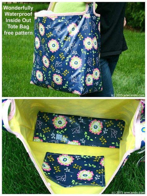 FREE sewing pattern and tutorial for a waterproof tote bag. This beach bag is splashproof and ideal for wet or damp situations. Sew this tote bag from laminated or waterproof fabrics for the perfect DIY beach bag to sew. Sew a waterproof bag for taking to the gym or the pool or just for rainy days. Waterproof bag to sew. Free bag sewing pattern. #SewModernBags #SewABag #BagSewingPattern #SewAToteBag #ToteBagSewingPattern #SewingForFree #FreeSewingPattern Swimming Bag Pattern, Diy Swim Bag, Waterproof Bag Diy, Beach Tote Pattern, Sewing Machine Beginner, Waterproof Fabrics, Diy Beach Bag, Beach Bag Pattern, Baskets Diy