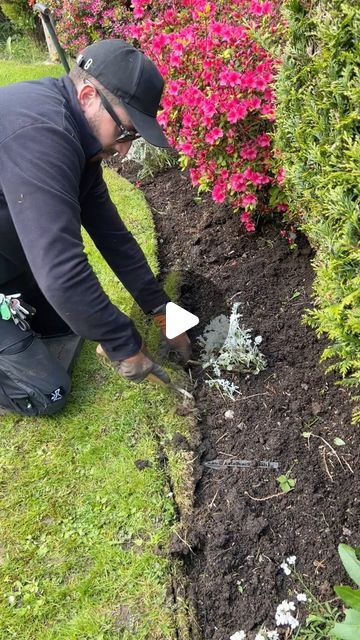 Alexander hayden on Instagram: "Tending to this  flowerbed, sculpting a new border, and gearing up for summer bedding plants 🪴. Oh so satisfying lawn edging and weeding #tending #satisfying #edging #weeding #summer #plants #beddingplants #tools #satisfyingvideos #better #transformation #work #amazing #garden #gardenproject #busy #spring #motivational" Edge Garden Borders, Natural Edge Landscaping, Natural Edging For Flower Beds, Limestone Garden Edging, Shrub Bed Ideas, Garden Borders Ideas, Flower Bed Border Ideas, Flowerbed Edging Ideas, Flower Bed Boarder Landscape Edging