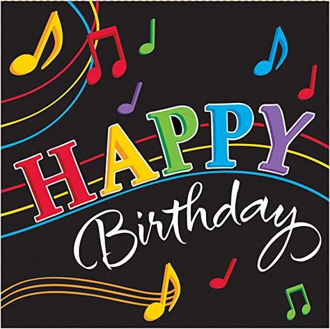 Amazon.com: Creative Converting 16 Count 3-Ply Happy Birthday Dancing Music Notes Lunch Napkins, Black/Red/Purple: Kitchen & Dining Happy Birthday Dancing, Happy Birthday For Her, Happy Birthday For Him, Happy Birthday Music, Happy Birthday Wishes Images, Happy Birthday Song, Birthday Wishes And Images, Happy Birthday Video, Best Birthday Wishes