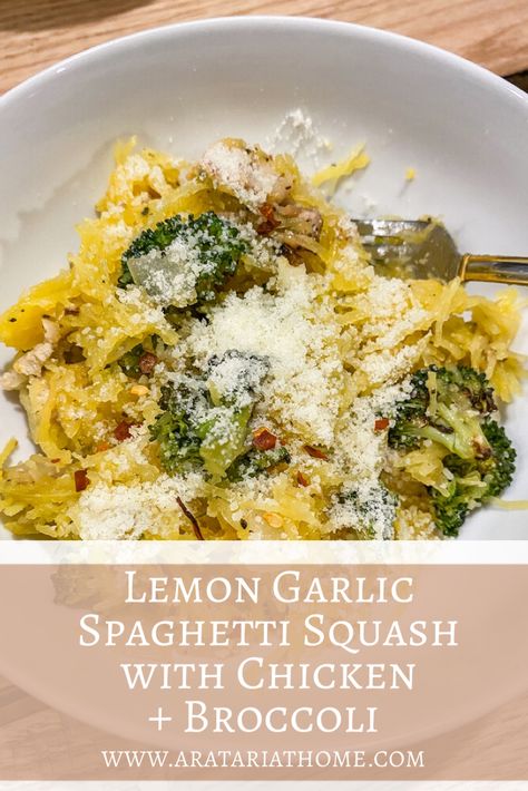 Recipe For Spaghetti Squash, Spaghetti Squash With Chicken, Garlic Spaghetti Squash, Spaghetti Squash Recipes Chicken, Broccoli Spaghetti, Healthy Squash Recipes, Spaghetti Squash Recipes Healthy, Recipe For Spaghetti, Lemon Garlic Sauce