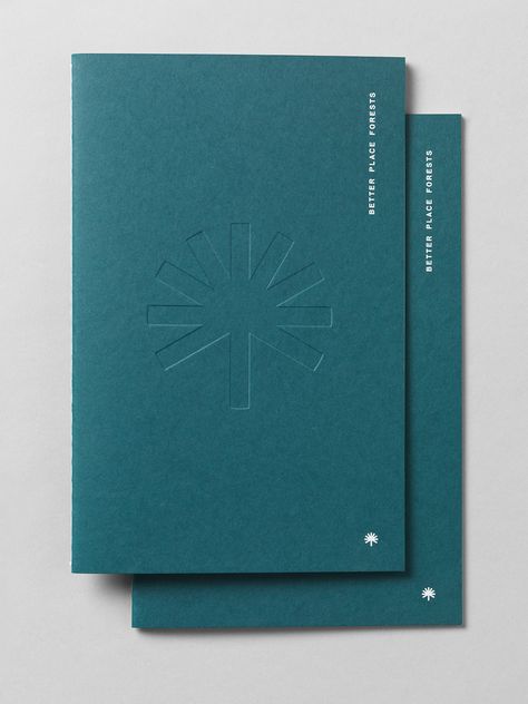 Better Place Forests - Moniker — Design & Branding School Folder Design, Corporate Folder Design, Folder Design Inspiration, Company Folders, Presentation Folder Design, Brochure Cover Design, Front Cover Designs, Notebook Cover Design, Collateral Design