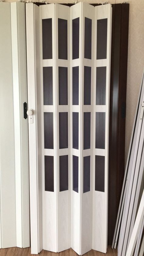 6mm thickness PVC FOLDING DOOR with glass Kitchen Folding Door Ideas, Small Accordian Door, Folding Doors For Bathroom, Folding Grill Door Design, Folding Door Design, Doors For Small Spaces, Pvc Folding Door, Modern Patio Doors, Folding Sliding Doors