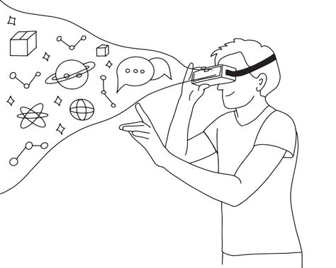 Vr Illustration Graphic Design, Vr Drawing, Vr Illustration, Augmented Reality Art, Virtual Insanity, Virtual Reality Art, Picture Of A Person, Vr Technology, Virtual Reality Technology