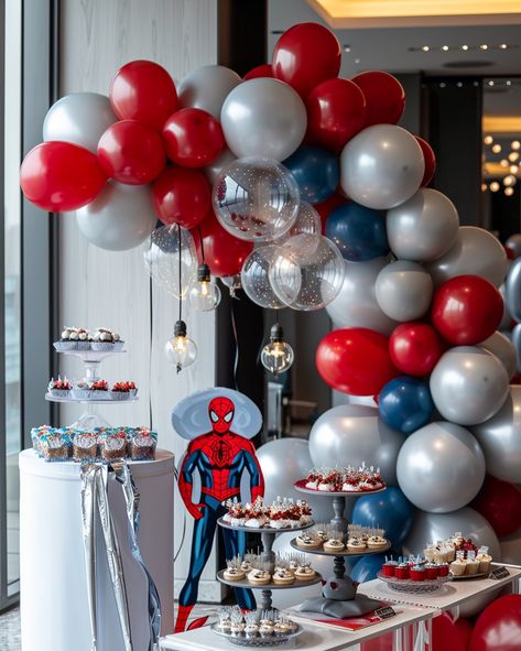 Spider Man 4th Birthday Party Ideas, Spider Man Birthday Party Ideas, Spidey Party, Spiderman Birthday Party Decorations, Spiderman Decorations, Spider Man Birthday, Marvel Party, Spiderman Theme, Spiderman Birthday Party