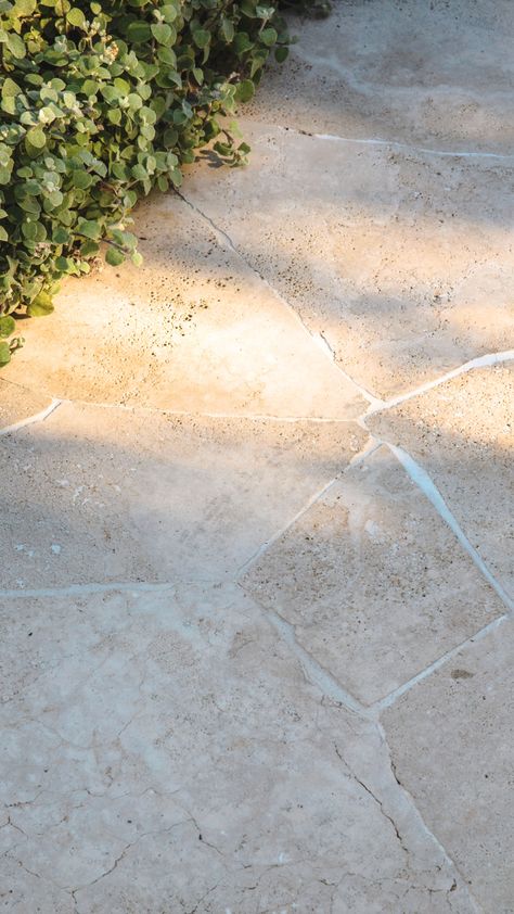 Paving inspiration. #landscape #landscapedesign #limestone French Pattern Paving, Front Pathway, Flagstone Paving, Cottage Garden Plan, Limestone Patio, Limestone Paving, Crazy Paving, Tuscan Landscaping, Garden Plan