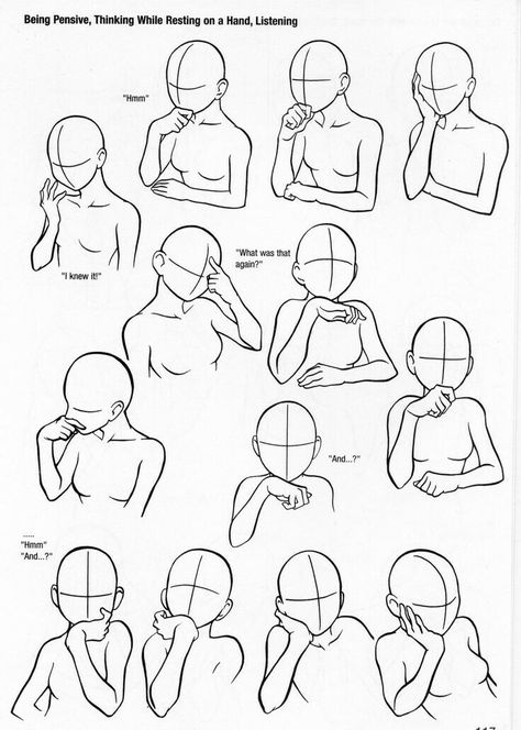 Being Pensive, Thinking While Resting On a Hand, Listening, positions, hand, face, text; How to Draw Manga/Anime Corak Menjahit, رسم كاريكاتير, Desen Realist, Drawing Hands, Drawing Body Poses, Drawing Hair, Seni Dan Kraf, Hand Reference, Drawing Faces