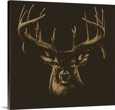 Buck portrait brown Antler Decor, Deer Artwork, Deer Wall Art, Cabin Art, Brown Wall, Deer Wall, Brown Wall Art, Dark Forest Green, Art How