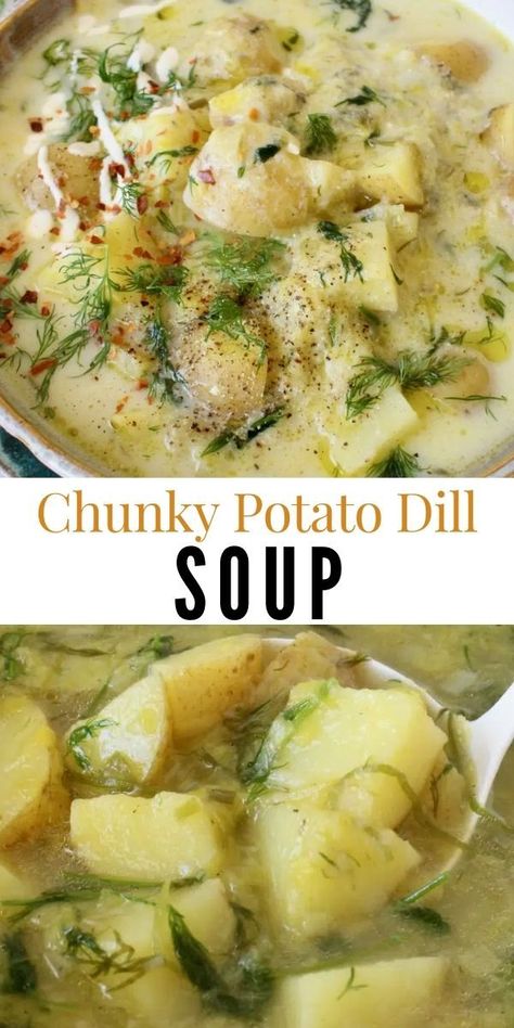 Potato Dill Soup, Dill Soup Recipe, Dill Soup, Spring Flavors, Dill Recipes, Homemade Soup Recipe, Vegan Sour Cream, Potato Soup Recipe, Savory Soups