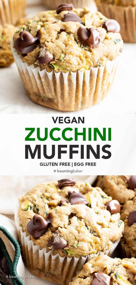 Minus the choco chips and you're set Zucchini Muffins Gluten Free, Vegan Zucchini Muffins, Egg Free Muffins, Gluten Free Zucchini Muffins, Beaming Baker, Zucchini Muffins Healthy, Egg Free Breakfast, Muffins Gluten Free, Tofu Sandwich